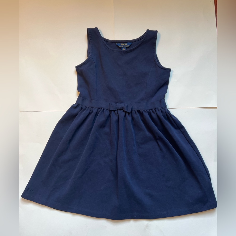 Polo Ralph Lauren Dress, French Navy, Bow center front waist, Size Med (8-10)